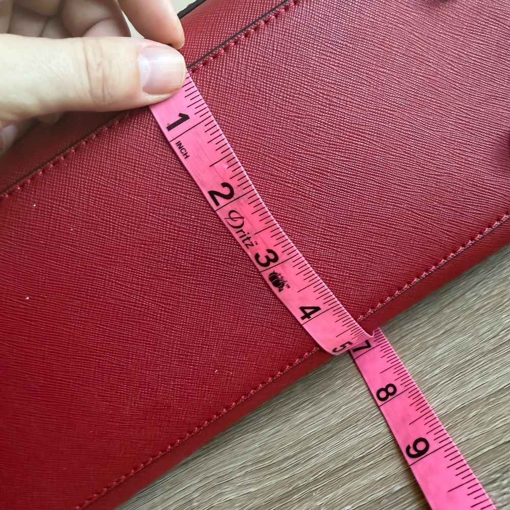 Michael‎ Kors Georgia Red Leather Large Zipper Front Snap Satchel Tote Bag EUC - Picture 10 of 12